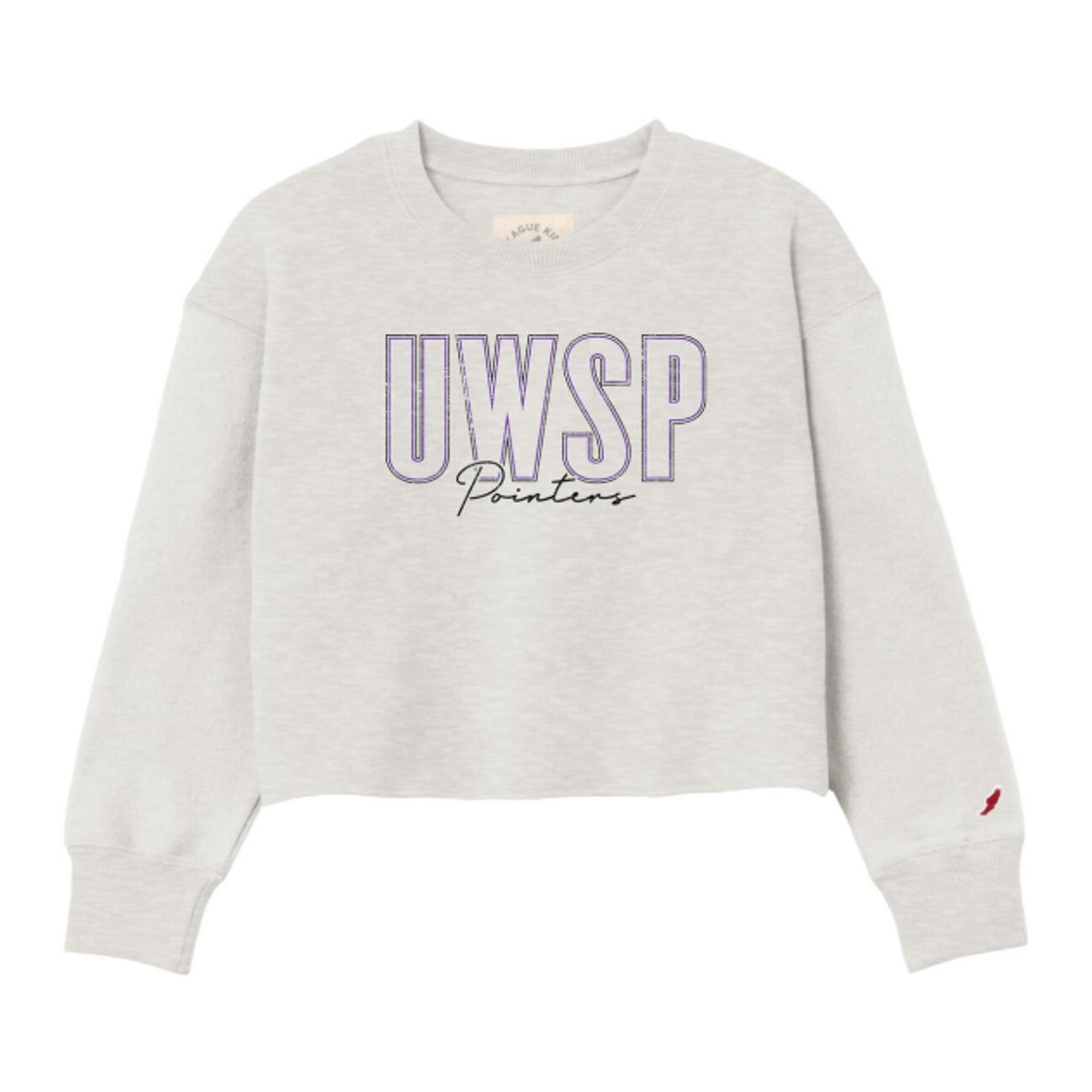 Product image 1 of 1 for UWSP Youth Reverse Fleece Midi Crewneck, UWSP Logo, Oatmeal Heather