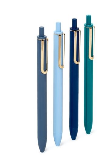 image of: Retractable Gel Luxe Pens Set/4 Assorted Blues