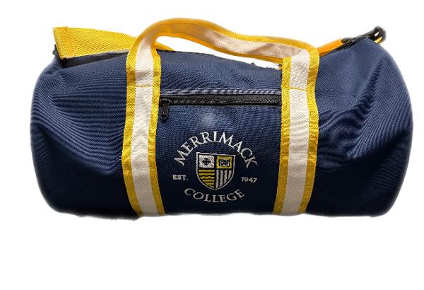 Navy Merrimack College Circle Shield Duffle Bag; $64.99