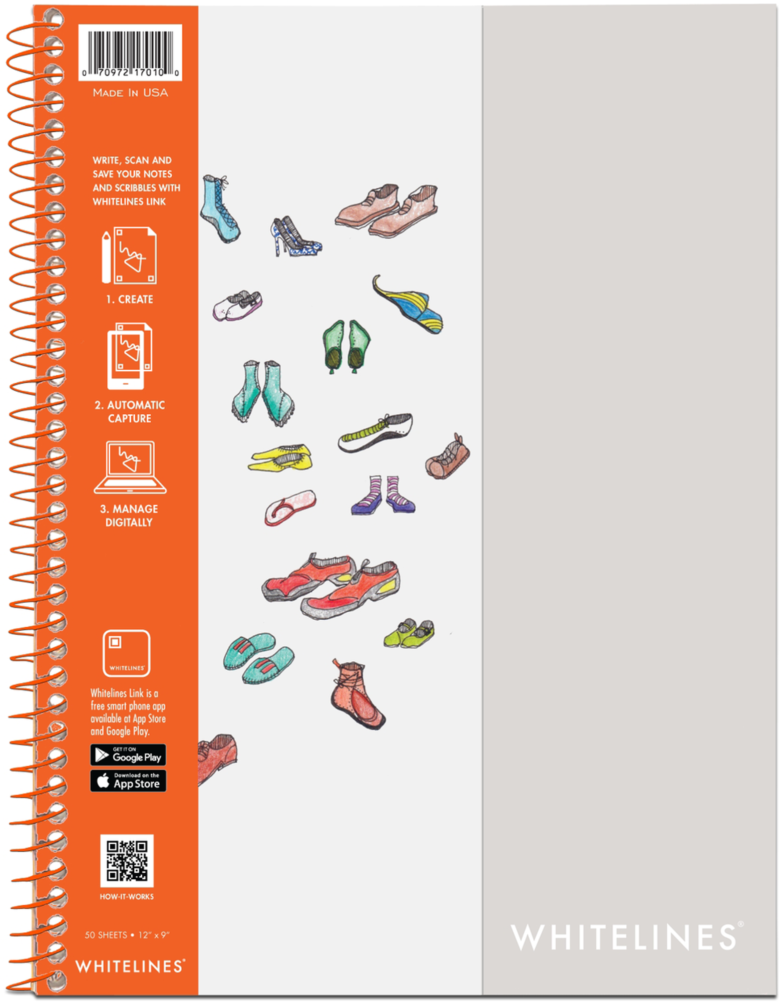 Product image 1 of 1 for Roaring Spring Whitelines Wirebound Sketch Book Gray 9x12in 50Sht Bulk