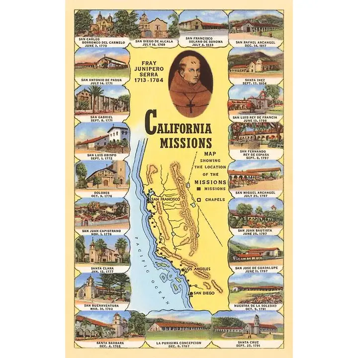 Product image 1 of 1 for Map of California Missions Postcard