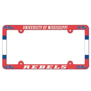 image of: University of Mississippi Rebels Red Plastic Thin Rim License Plate Frame