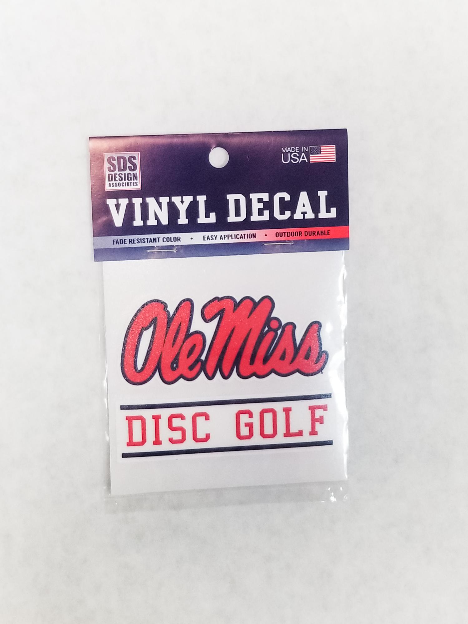 image of: Namedrop Ole Miss Script Vinyl Decal Disc Golf 3in