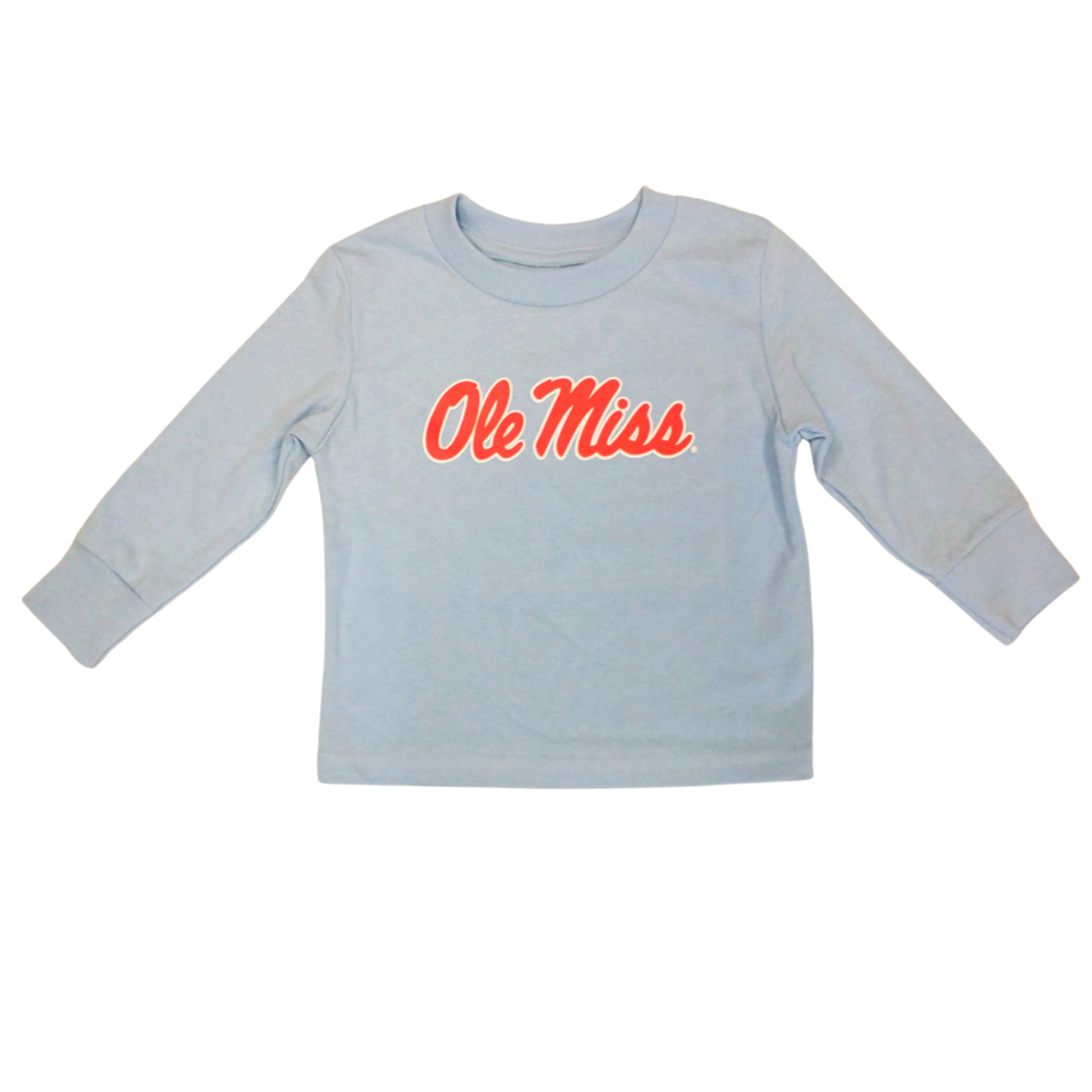 image of: Toddler Ole Miss Script Long Sleeve Tee Powder Blue