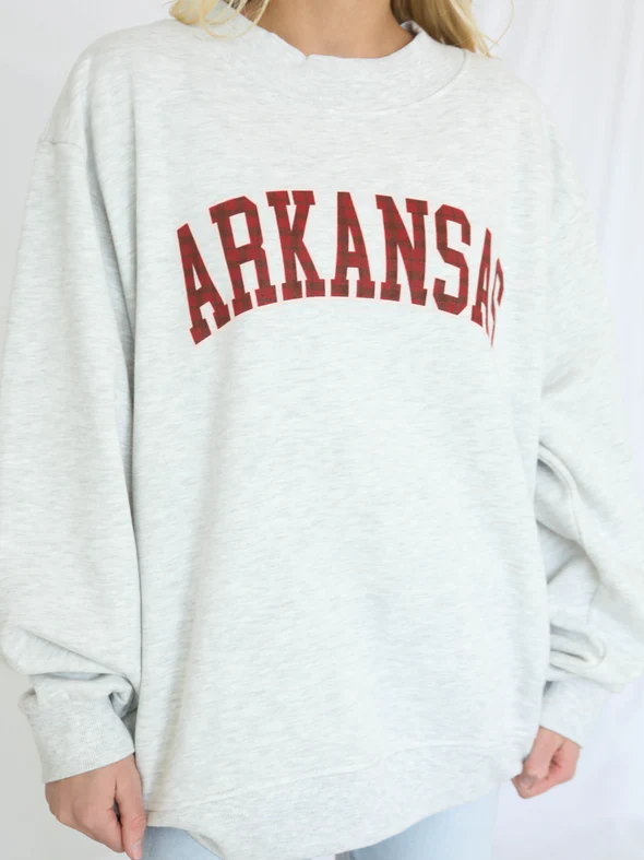 image of: Arkansas Razorbacks Red Plaid Mock Neck