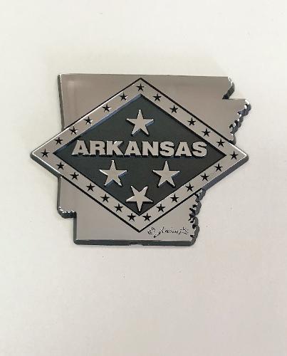 State of Arkansas with Flag Diamond Auto Emblem; $8.99