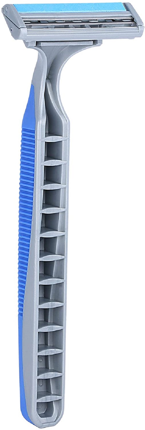 image of: Solimo Twin Blade Pivoting Disposable Razors with Rubber Grip