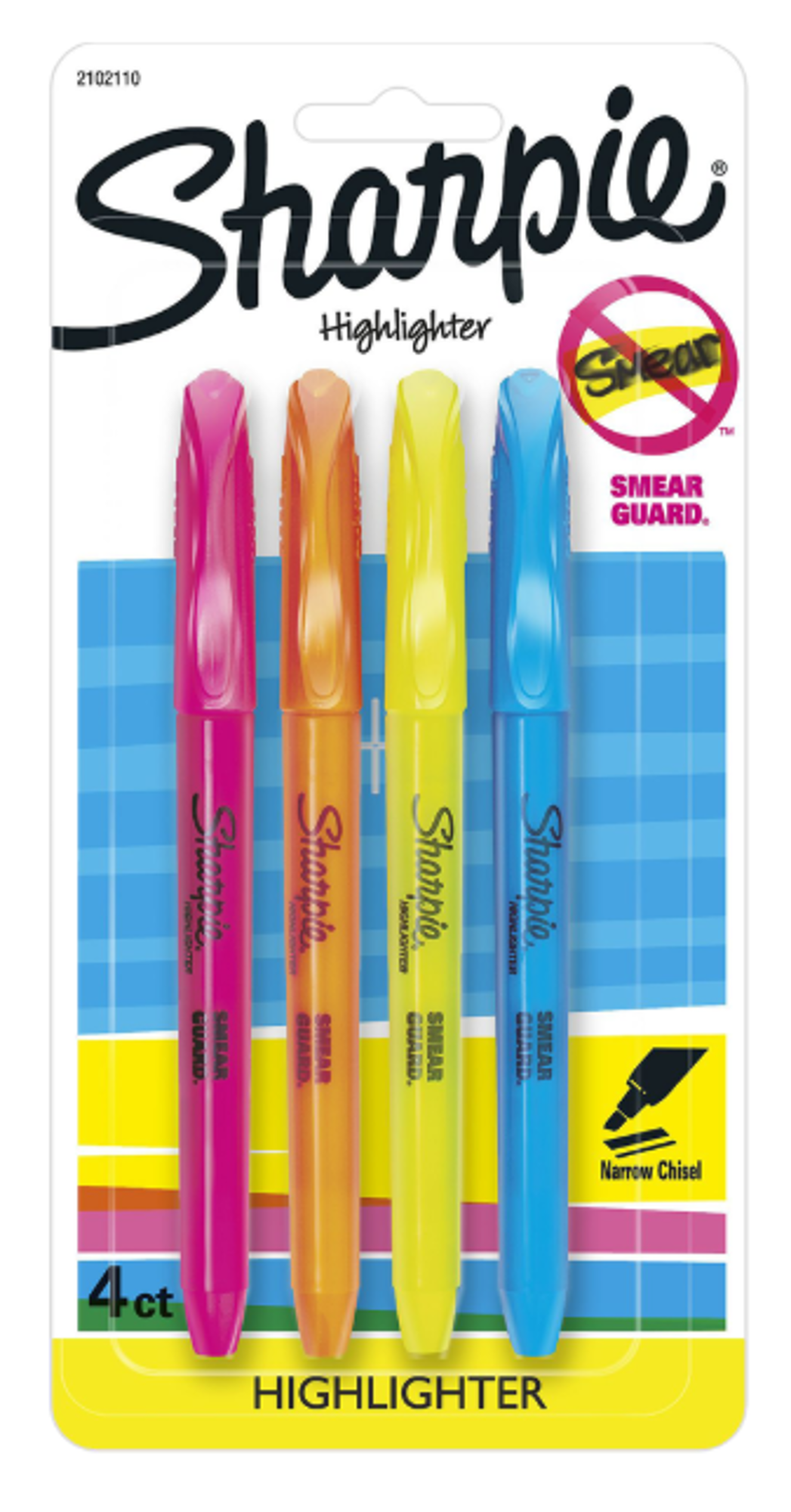 image of: Sharpie Highlighters, Narrow Chisel, 4 Pack
