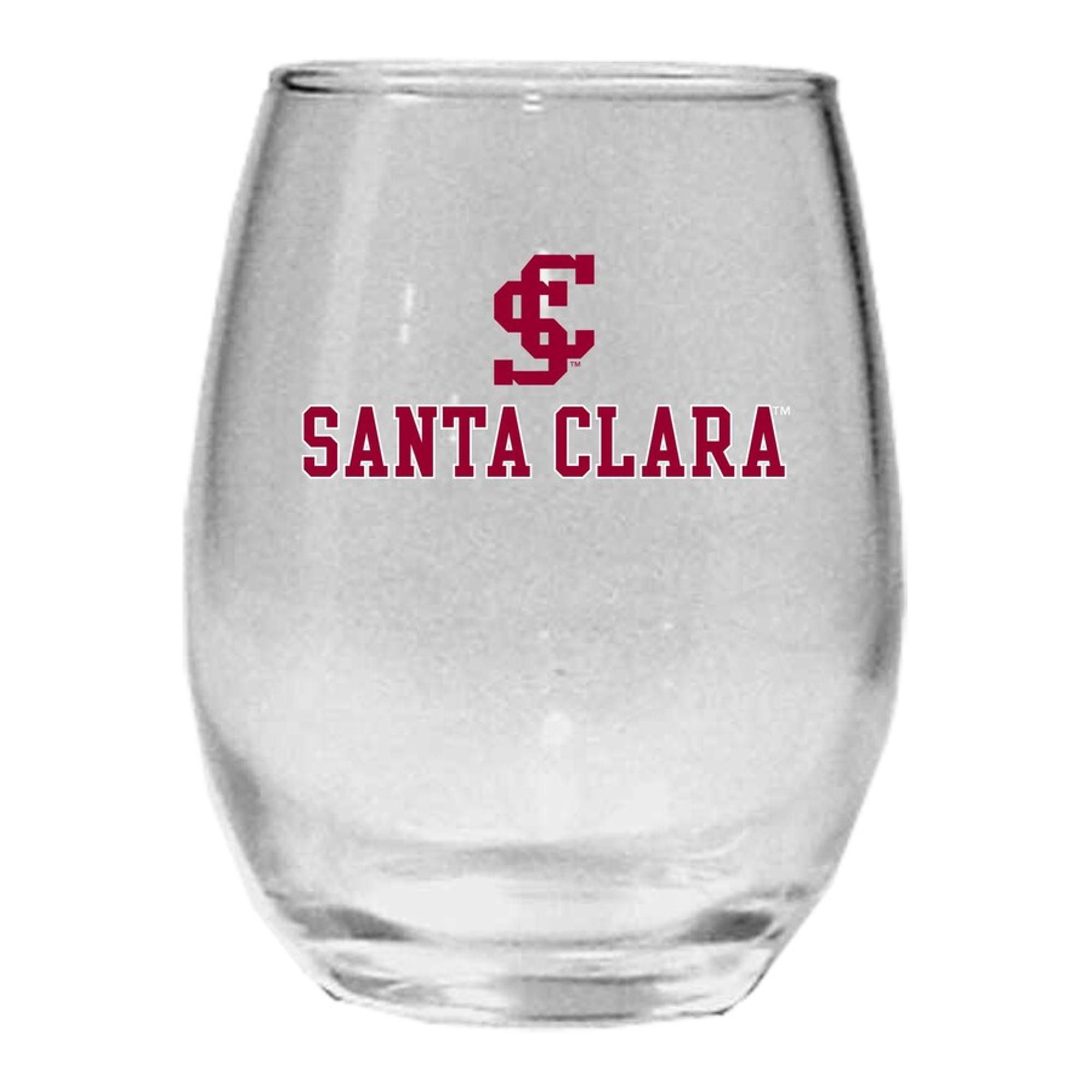 image of: Santa Clara Broncos 15oz Stemless Wine Glass