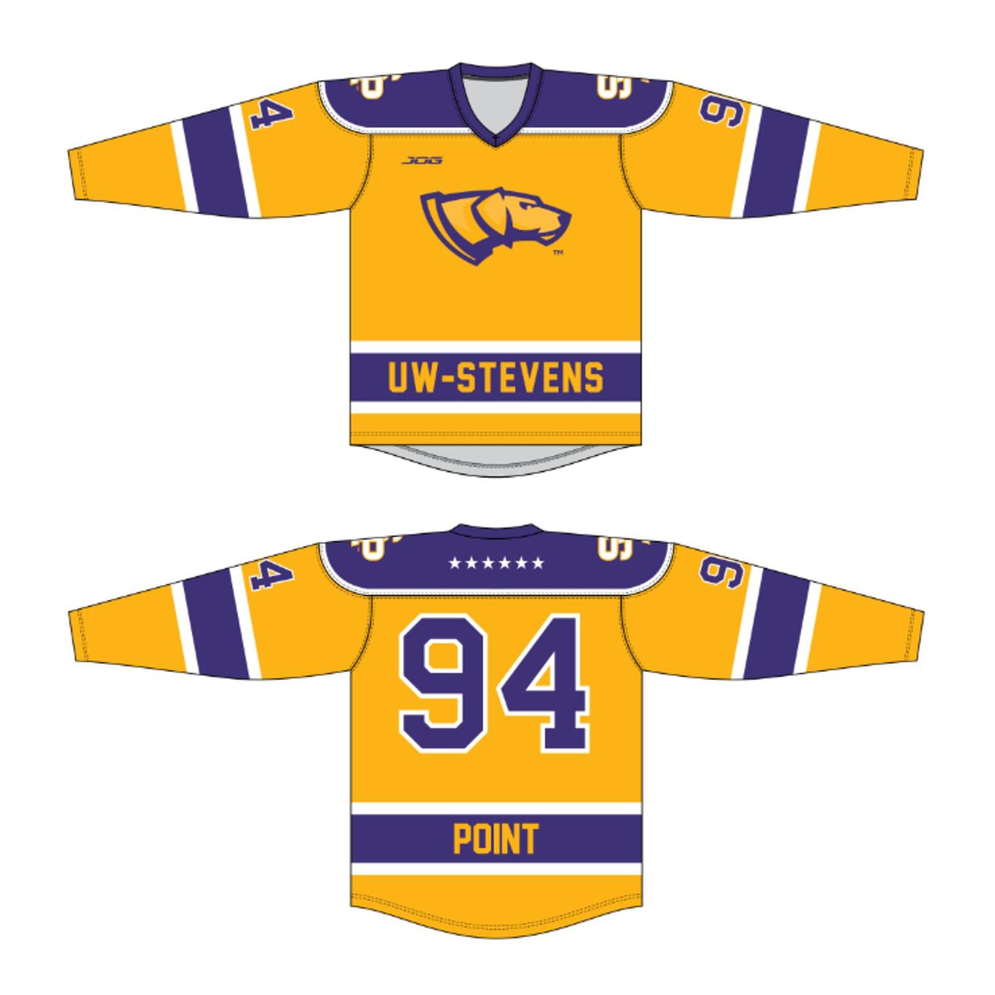 Product image 1 of 1 for UWSP Hockey Jersey, Purple & Gold