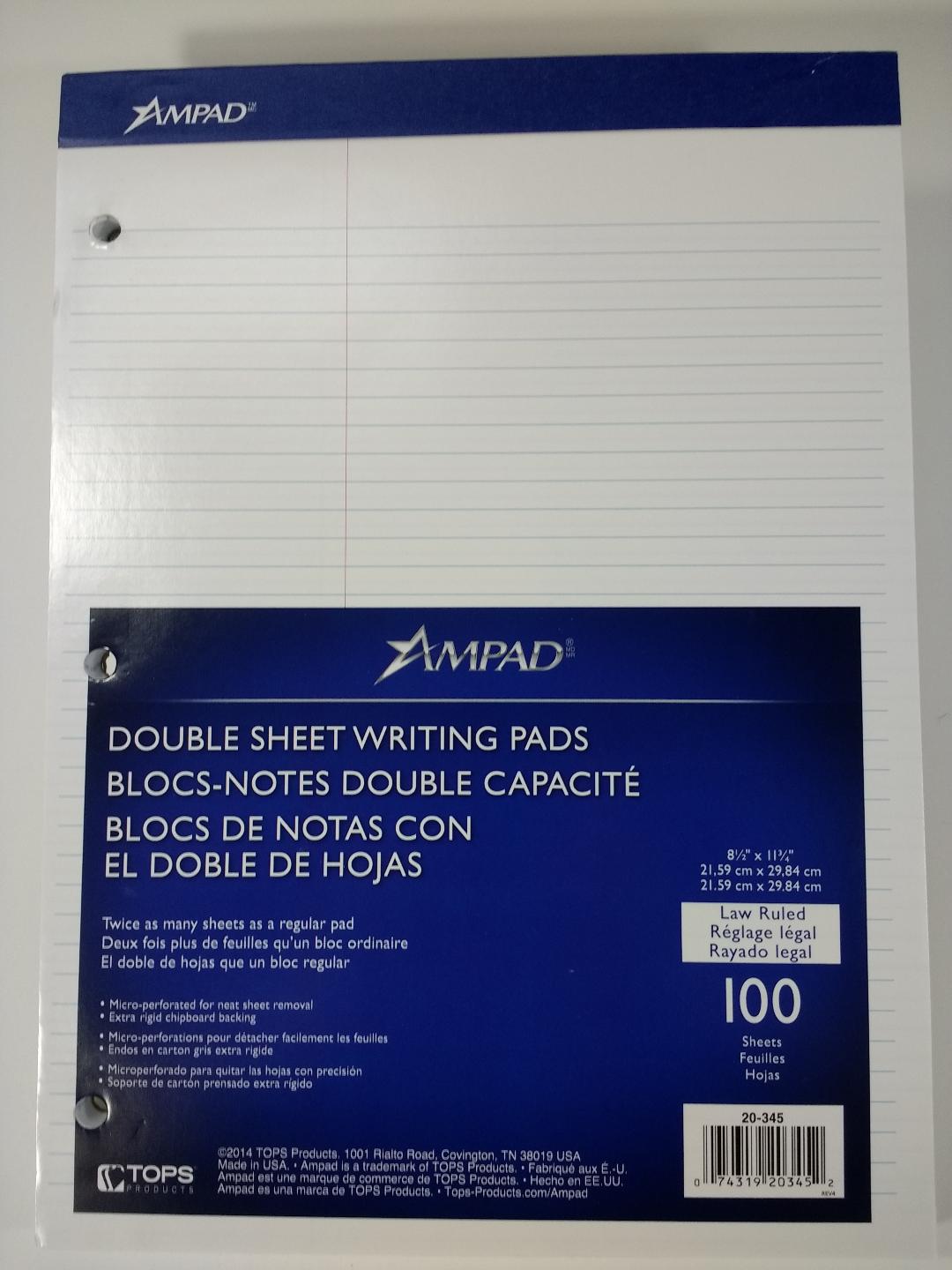 image of: Ampad Law Summary Margin Ruled Writing Pad 100 Sheets White