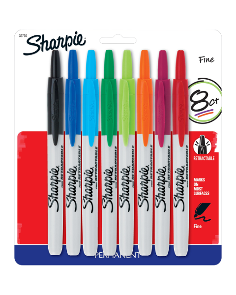 Sharpie Retractable Fine Tip Permanent Marker, 8 Pack; $29.98