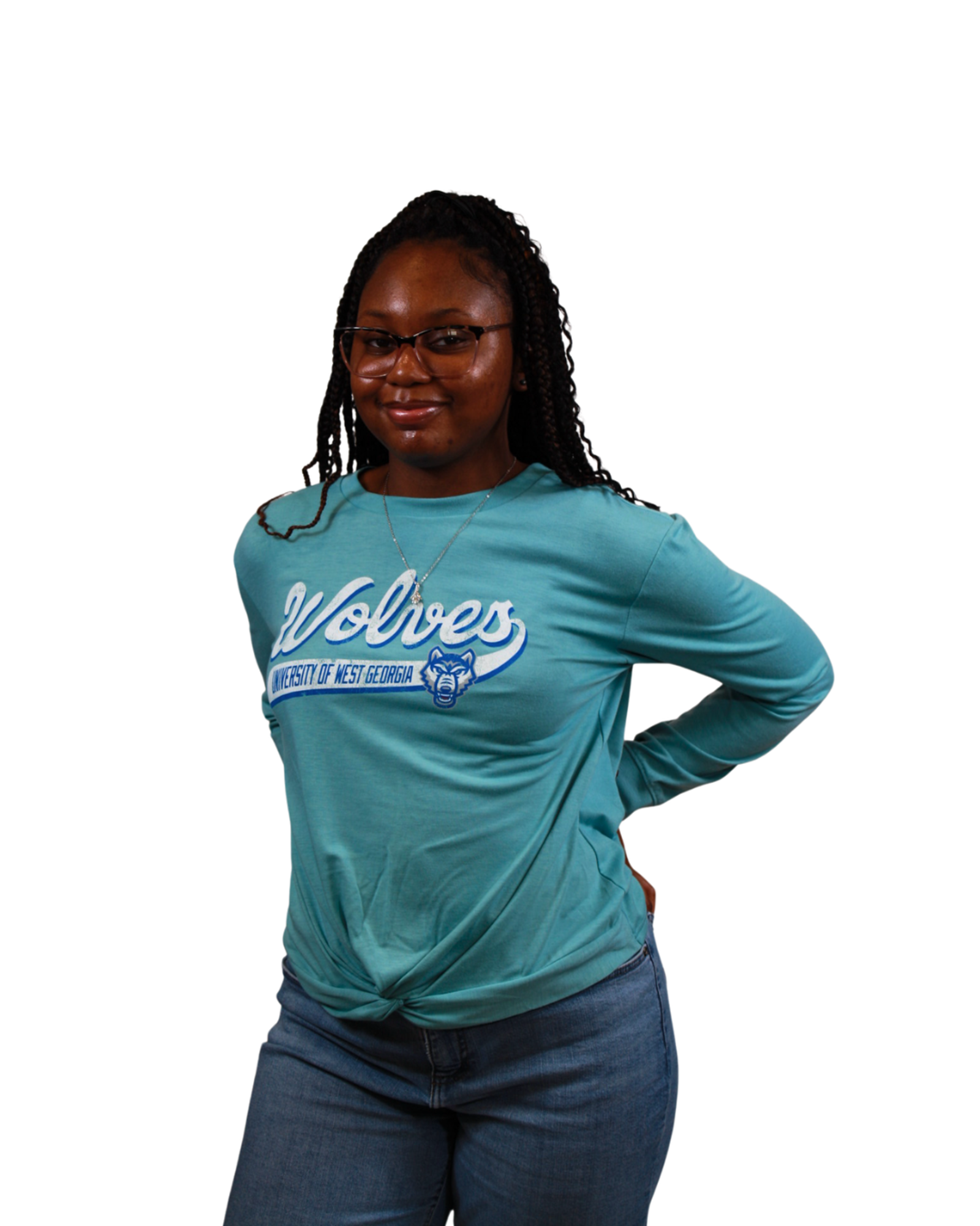 Product image 1 of 2 for WOLF LOGO WOLVES TEXT GIGI TWIST FRONT LS TEE