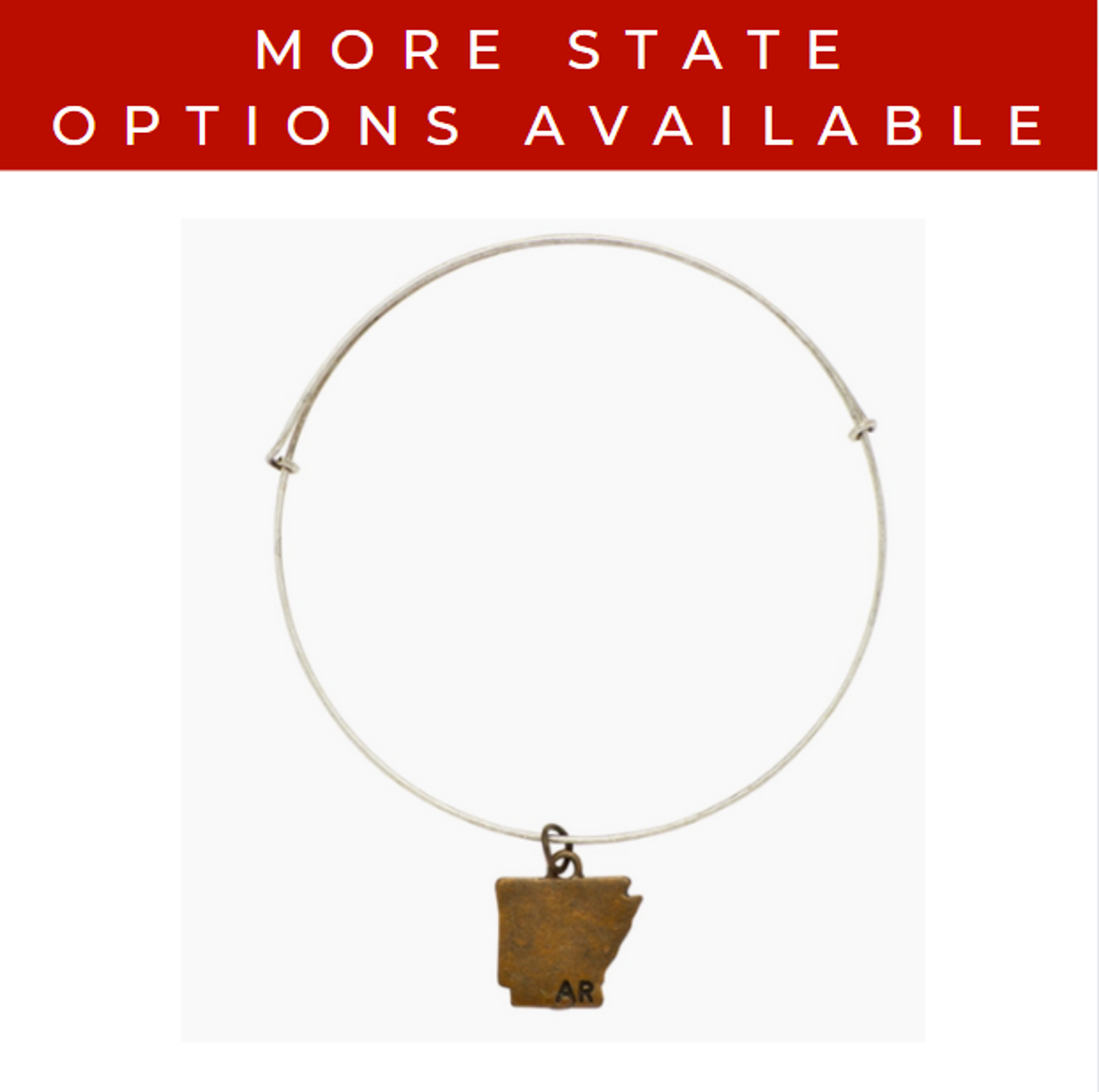 image of: State Initial Wire Bangle Bracelet