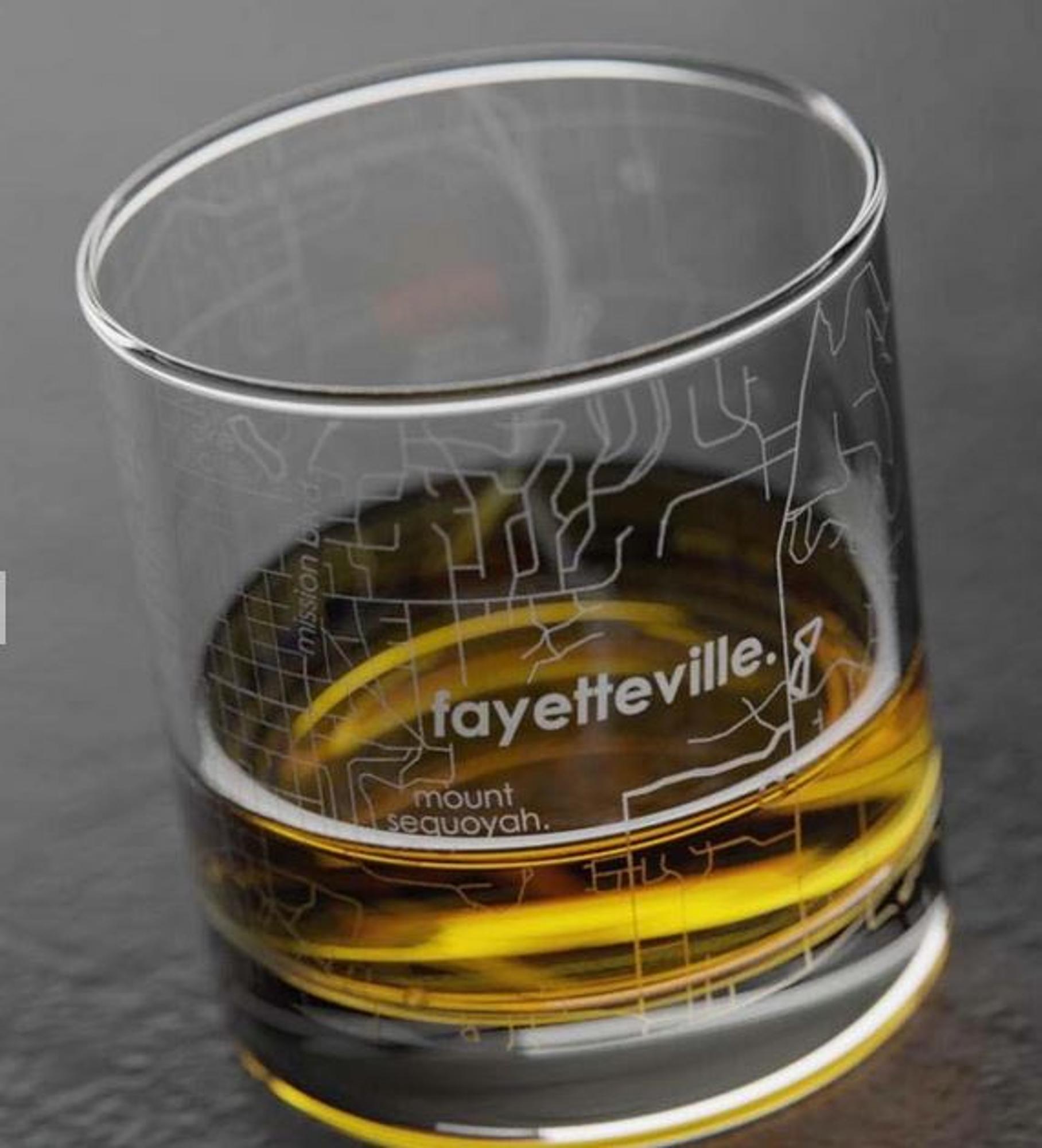 image of: Fayetteville Arkansas Map Rock Whiskey Glass