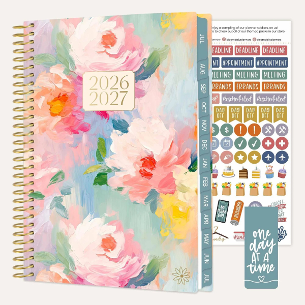 PLANNER Bloom 2026-27 5.5x8.25 Painted Peonies; $18.95