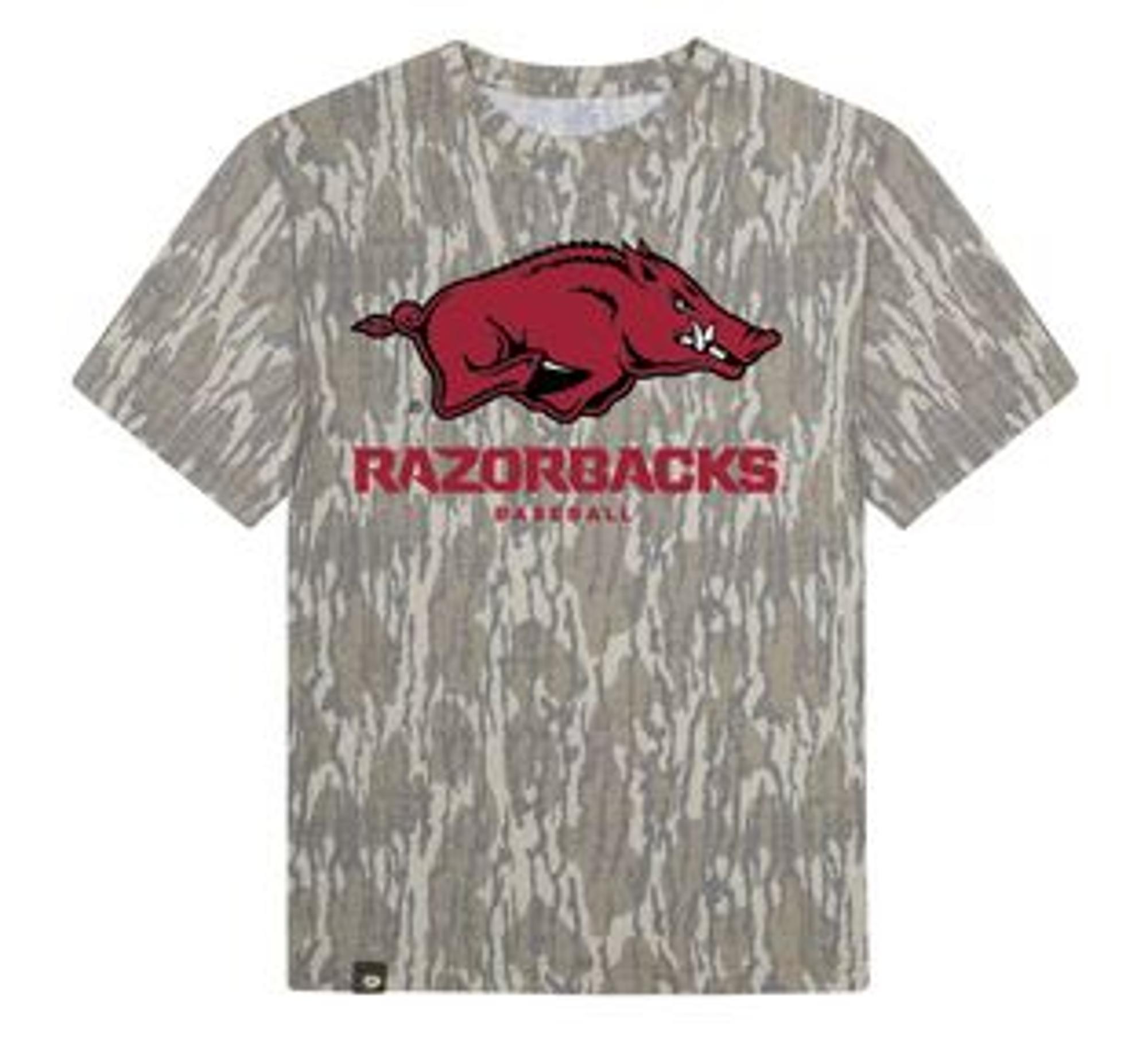Product image 1 of 1 for Arkansas Razorbacks Baseball Running Hog Mossy Oak Short Sleeve Tee