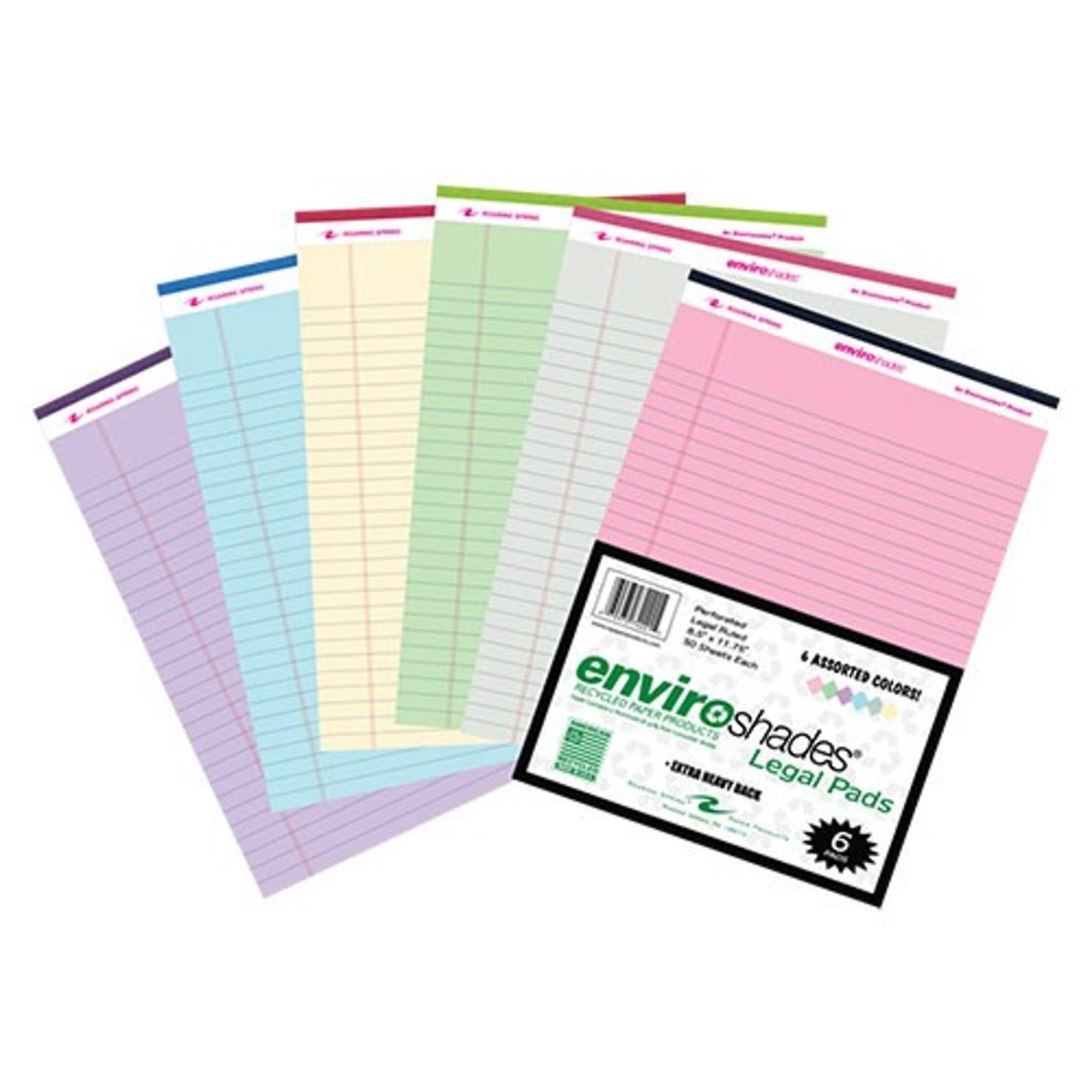 image of: Enviroshades Legal Pad, 8.5" x 11.75", 6 Pack, Assorted
