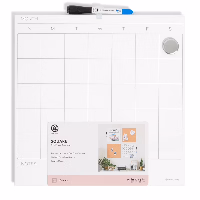 image of: MAGNETIC 14X14 CALENDER DRY ERASE