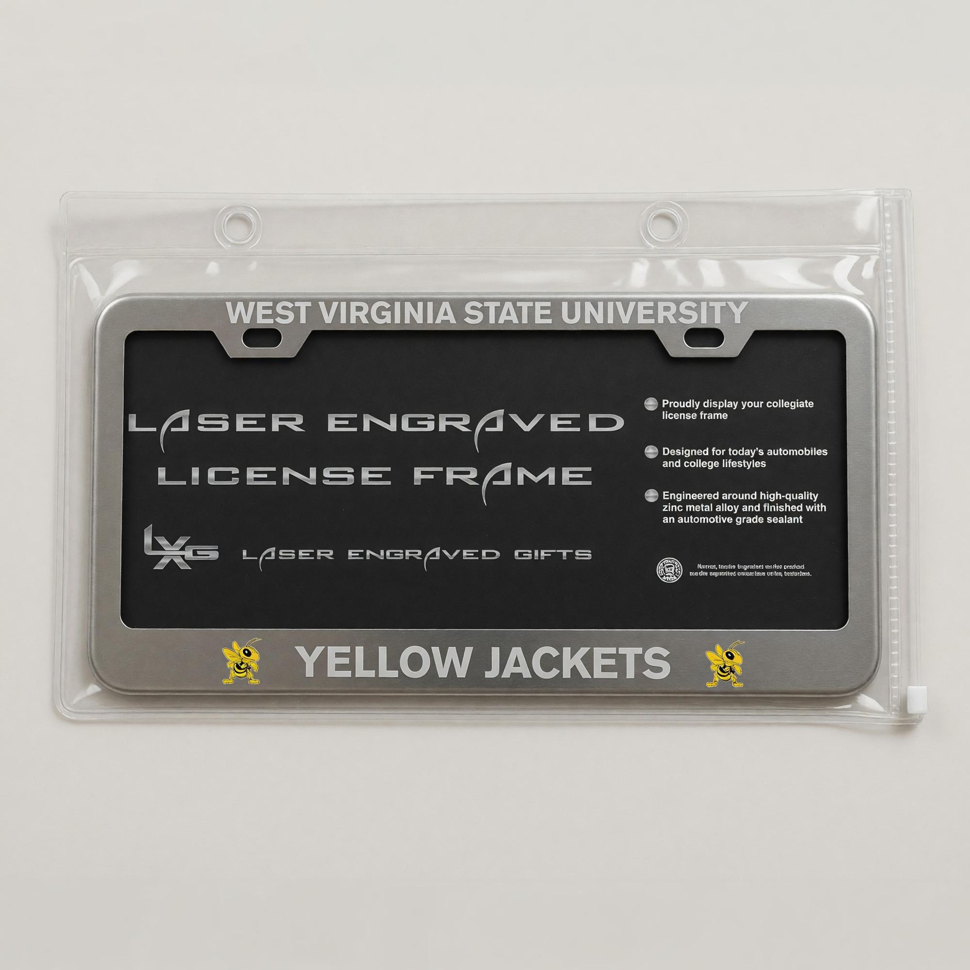 Product image 1 of 1 for License Plate Frame - LXG Jacket/WVSU Mulit