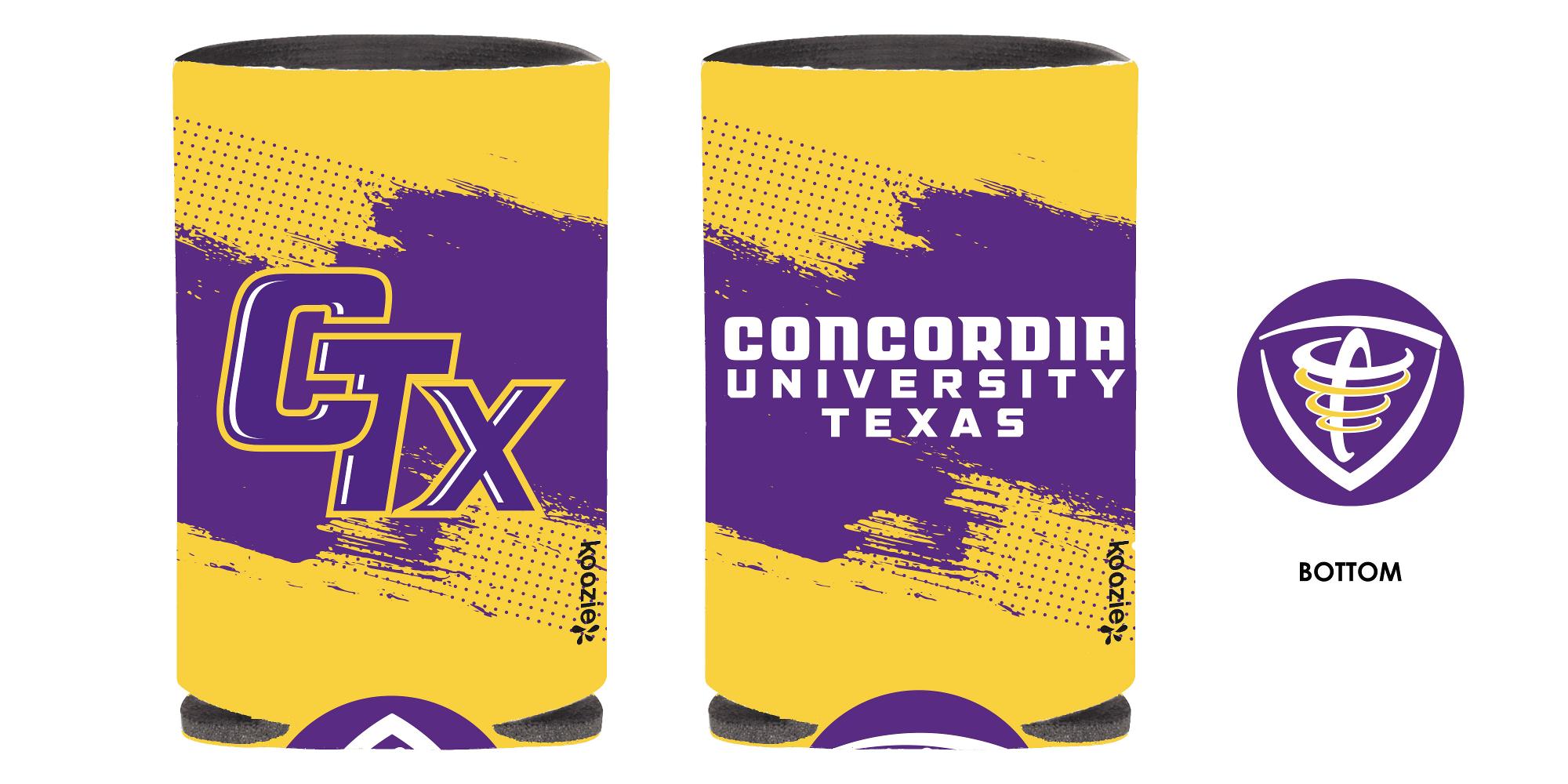 image of: Koozie Can Cooler Purple and Gold Swipe