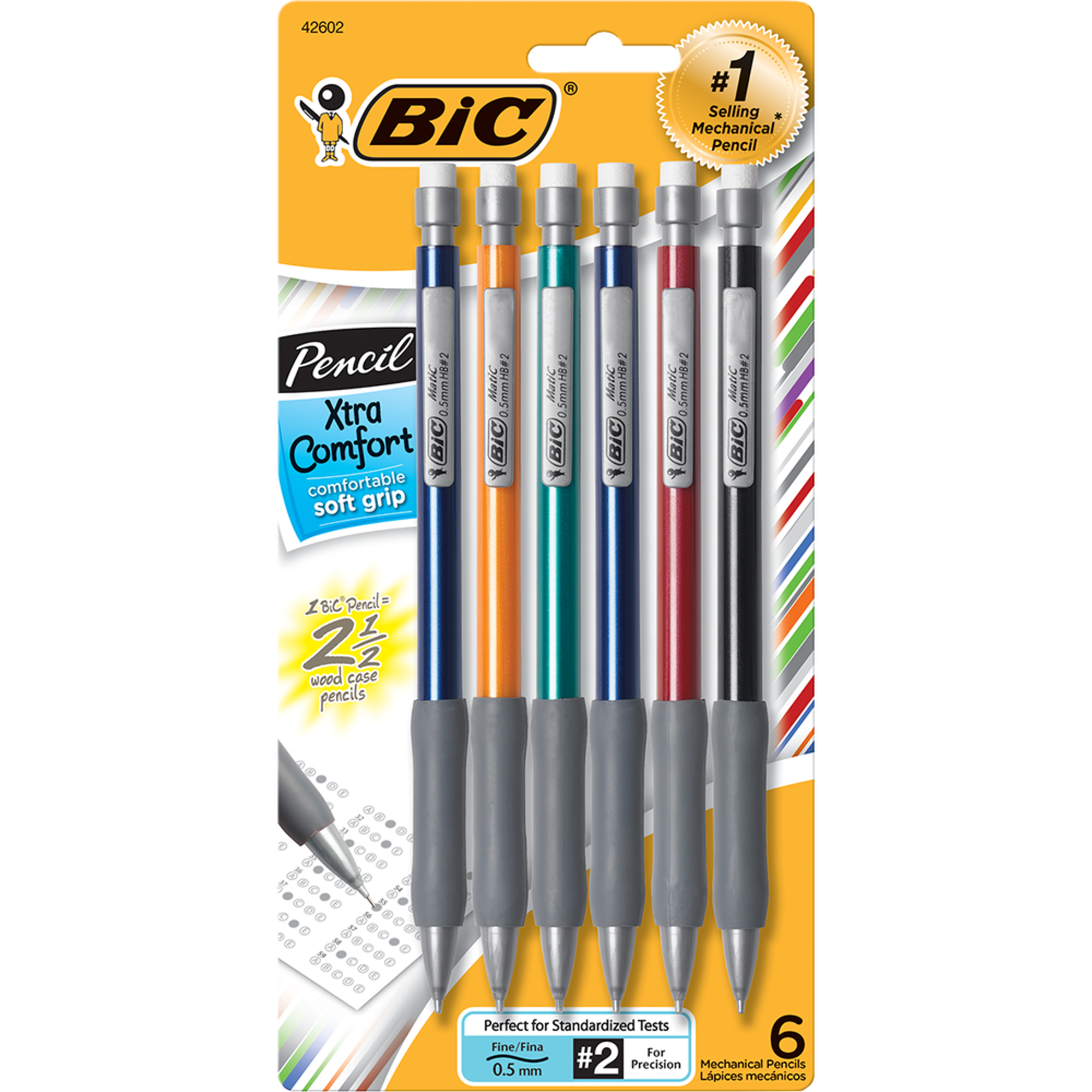 image of: BIC Xtra Comfort Mechanical Pencil - Asst .5mm 6Pk BP