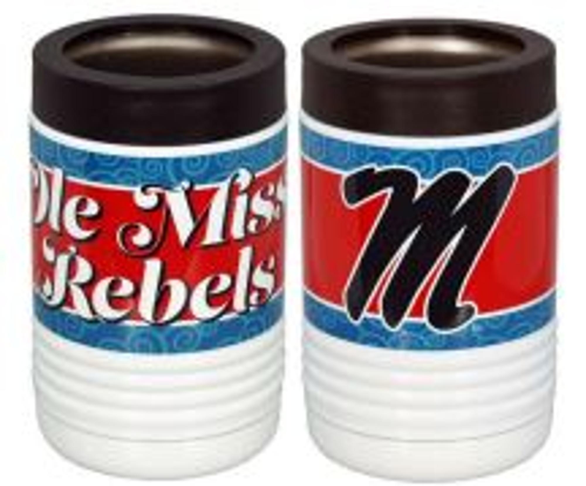 image of: Ole Miss Metal Insulated Can Koolie Swirls