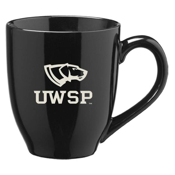University of Wisconsin Stevens Point 16oz Bistro Solid Ceramic Mug, Black; $16.98
