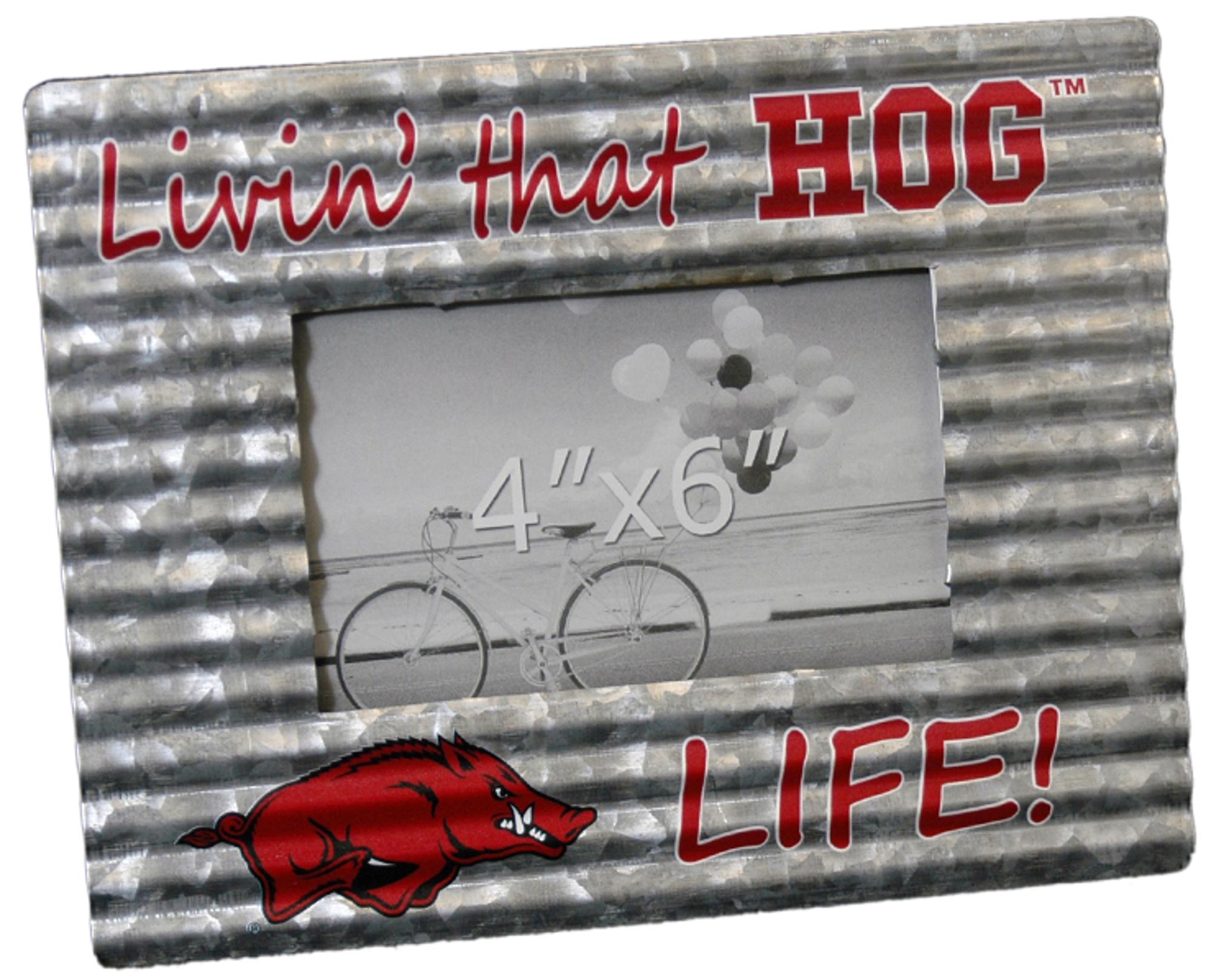 Product image 1 of 1 for Arkansas Razorback Livin' Life Corrugate Galvanized Photo Frame