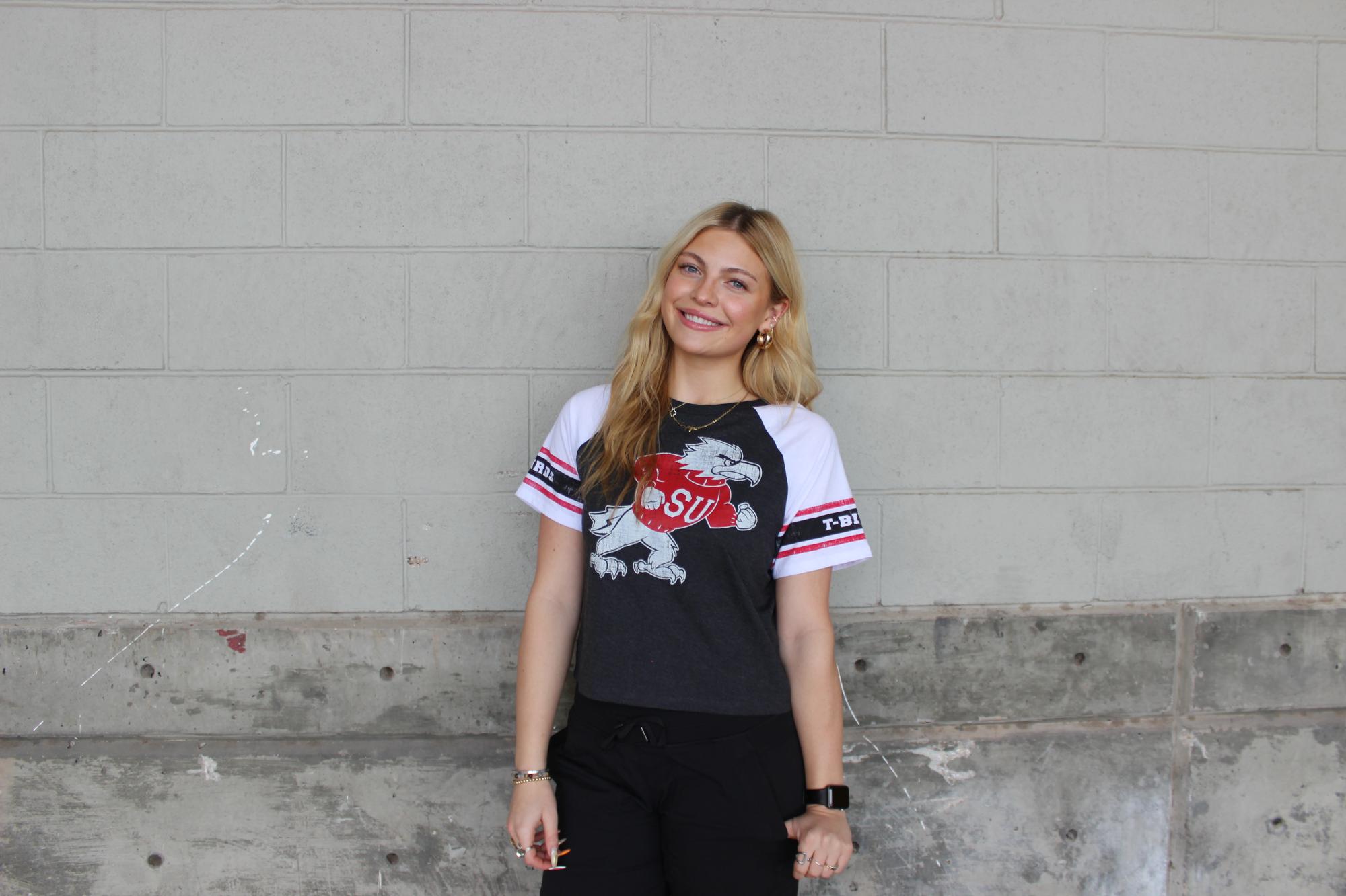 Product image 3 of 3 for COLOSSEUM WOMENS CROP TEE S/S BLACK/WHITE FIGHTING BIRD