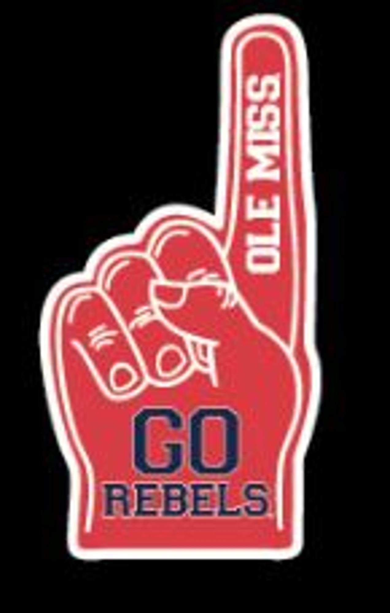 image of: Ole Miss Go Rebels Foam Finger Rugged Sticker 3.5"
