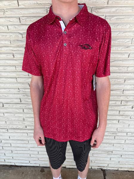 Arkansas Razorbacks Football Print Sublimated Team Polo; $54.00
