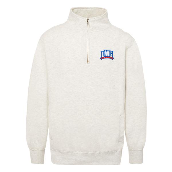 ATHLETICS LOGO 1/4 ZIP; $34.99