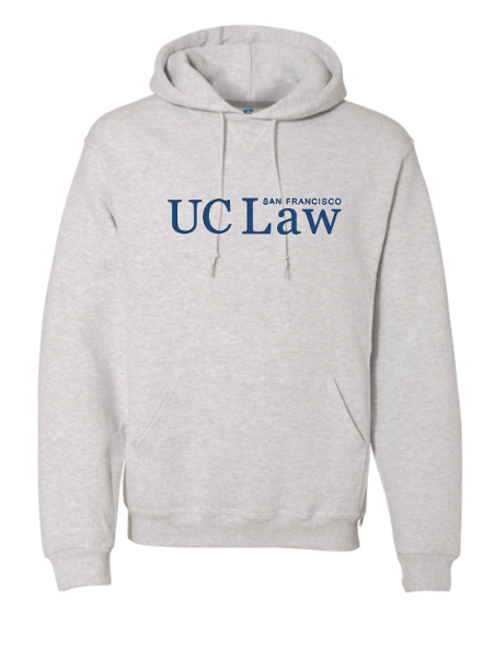 UC Law SF Unisex Heather Fleece Primary Logo Hood; $49.99