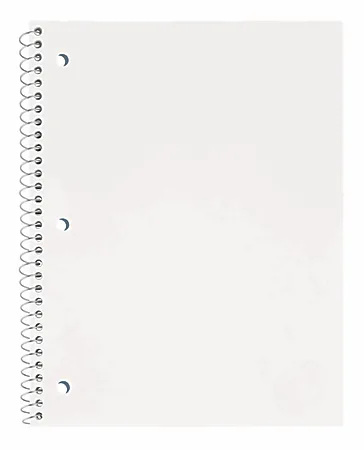 image of: Just Basics® Poly Spiral Notebook, 8 1/2" x 10 1/2", Wide Ruled, 140 Pages (70 Sheets), White