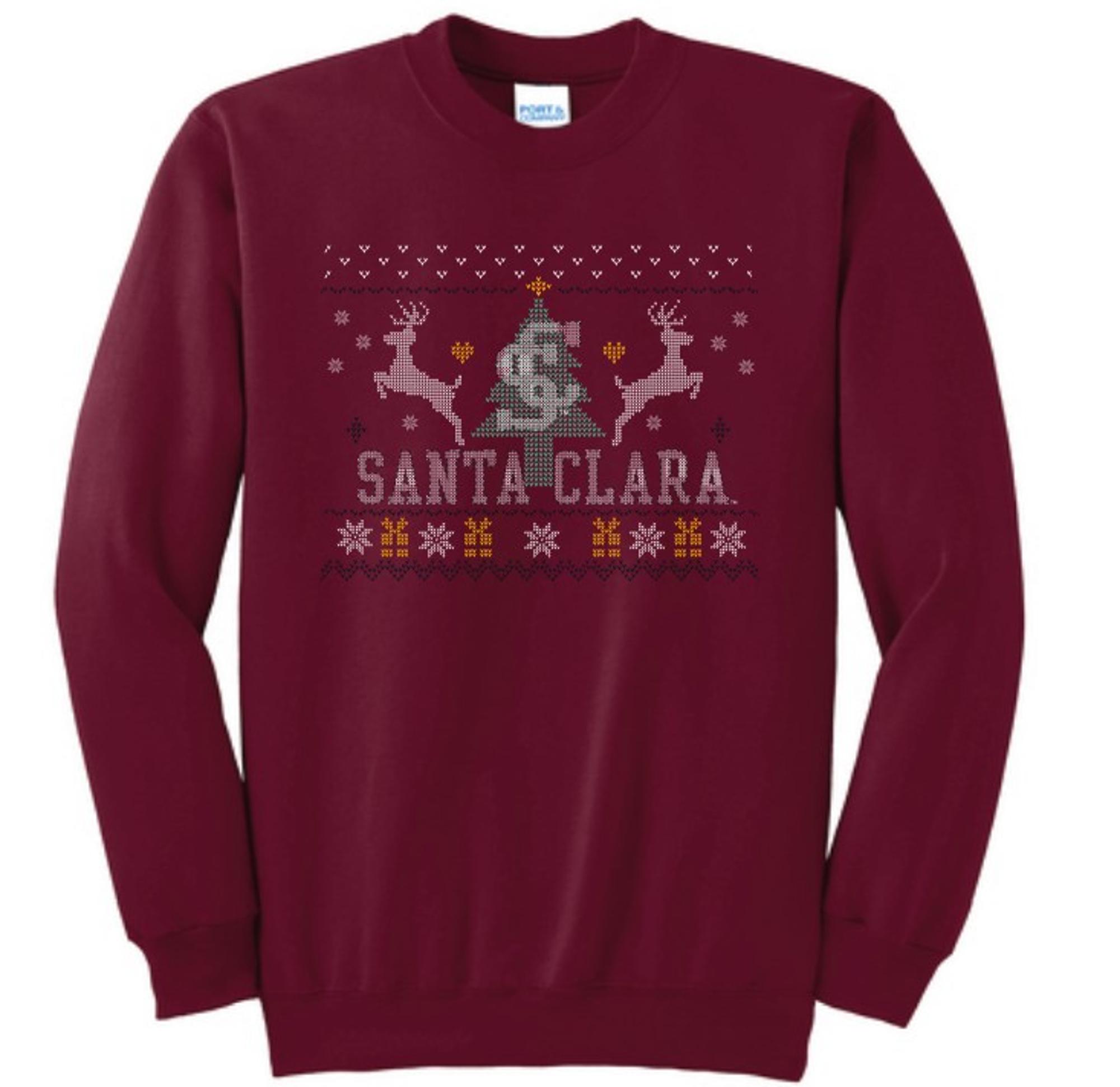 image of: Santa Clara Broncos Holiday Crew Sweatshirt, Cardinal