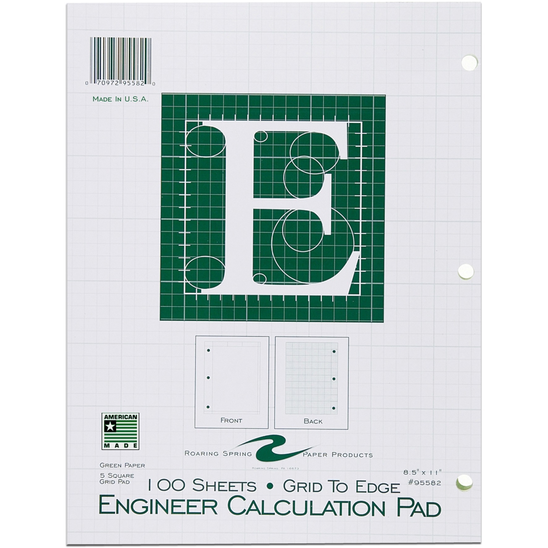 image of: Engineer Calculation Pad Green 100 Sheets