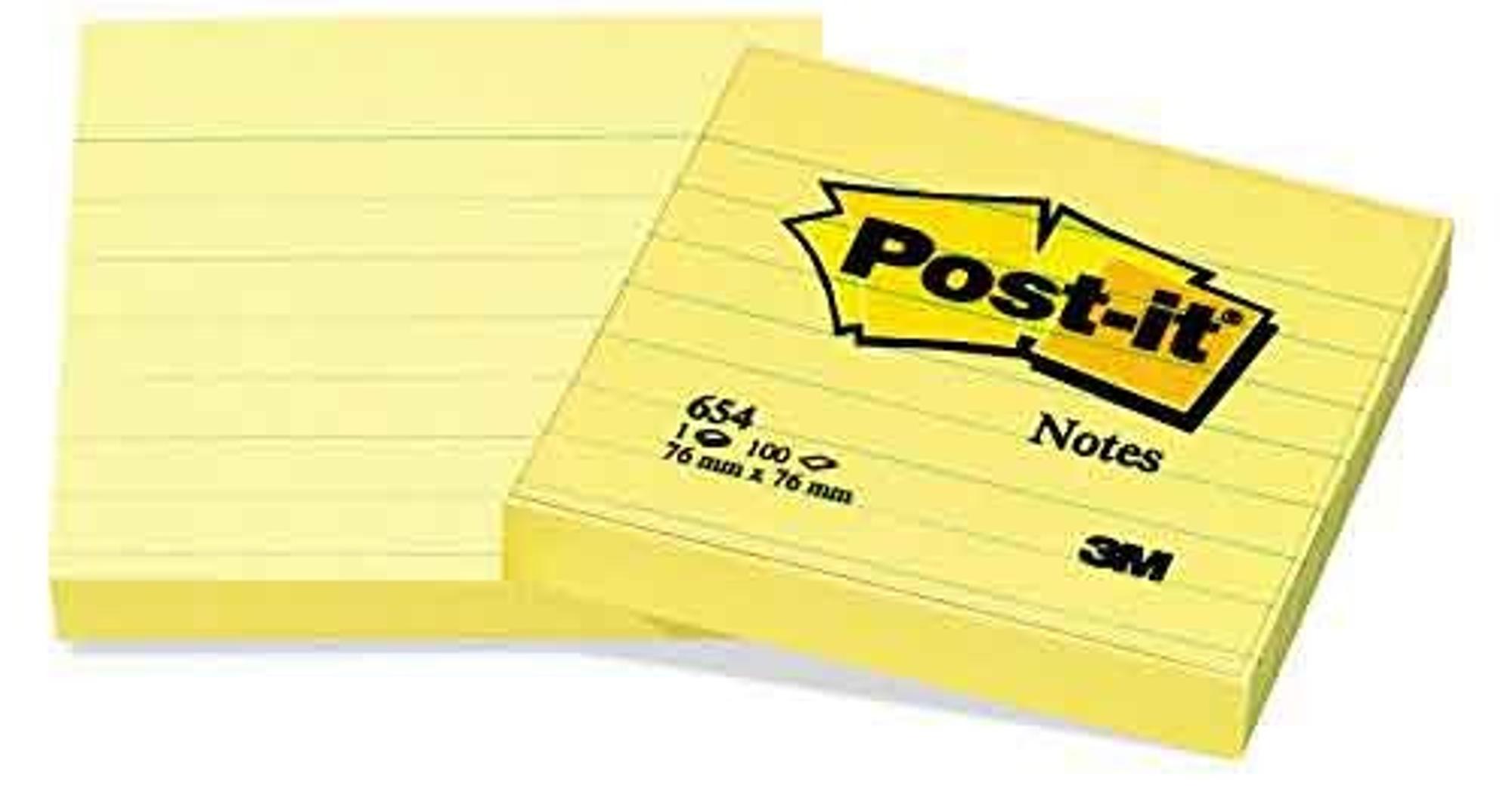 Product image 1 of 1 for POST IT NOTE 3X3 RULED YELLOW 6 PK