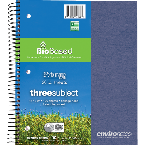 BioBase 3-Subject ECO College Ruled Wirebound Notebook; $12.99
