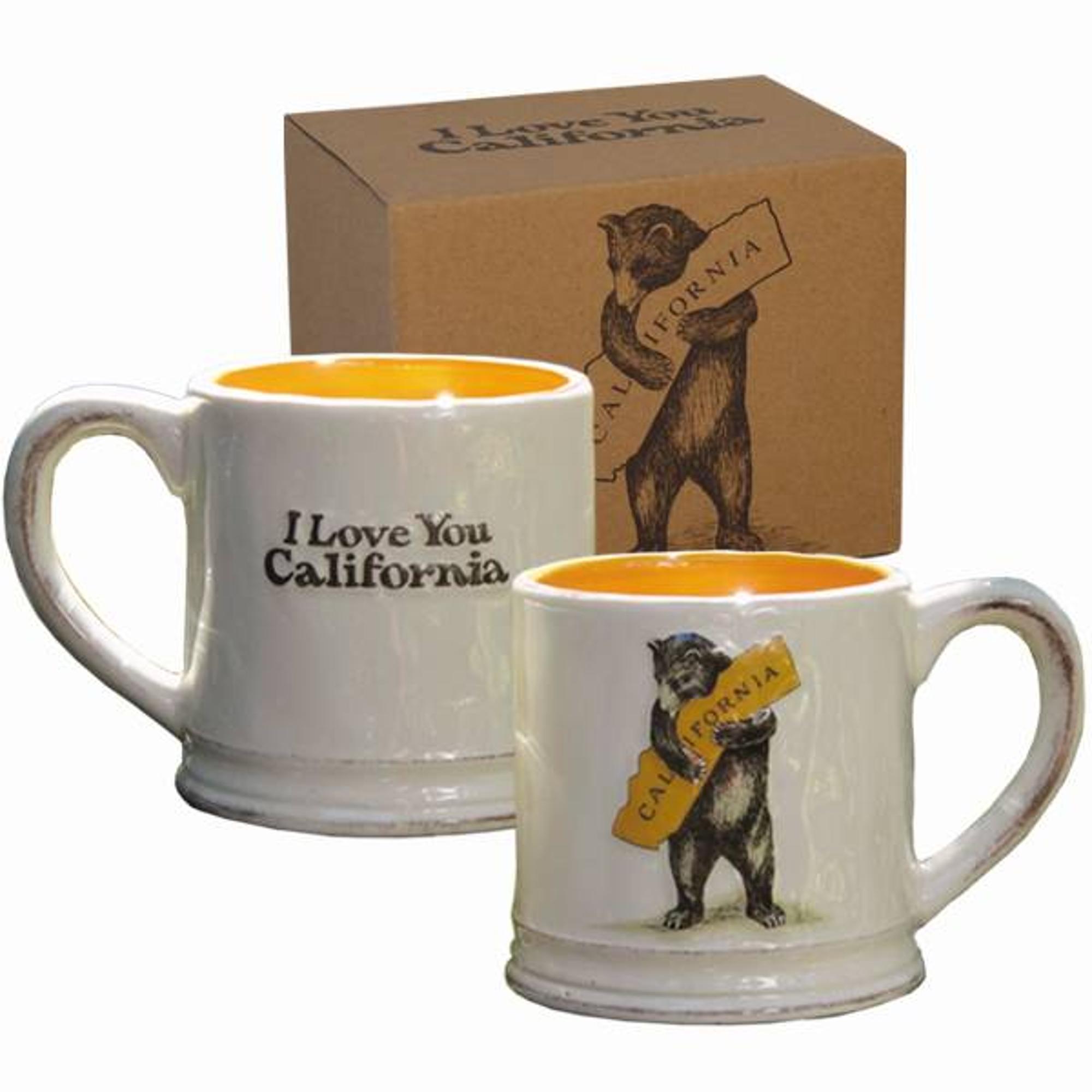image of: California Bear Hug 16oz Earthenware Mug, White