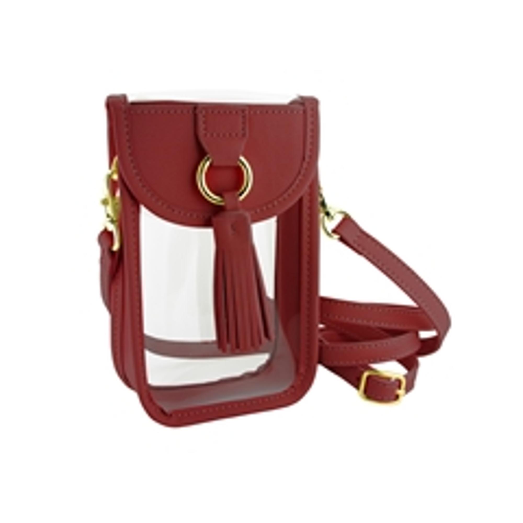 image of: Cell Phone Crossbody- Crimson Clear Bag