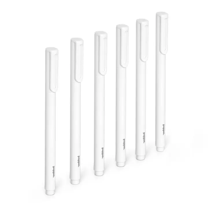 image of: Poppin Signature 1mm Ballpoint Pens with Black Ink, Set of 6, White