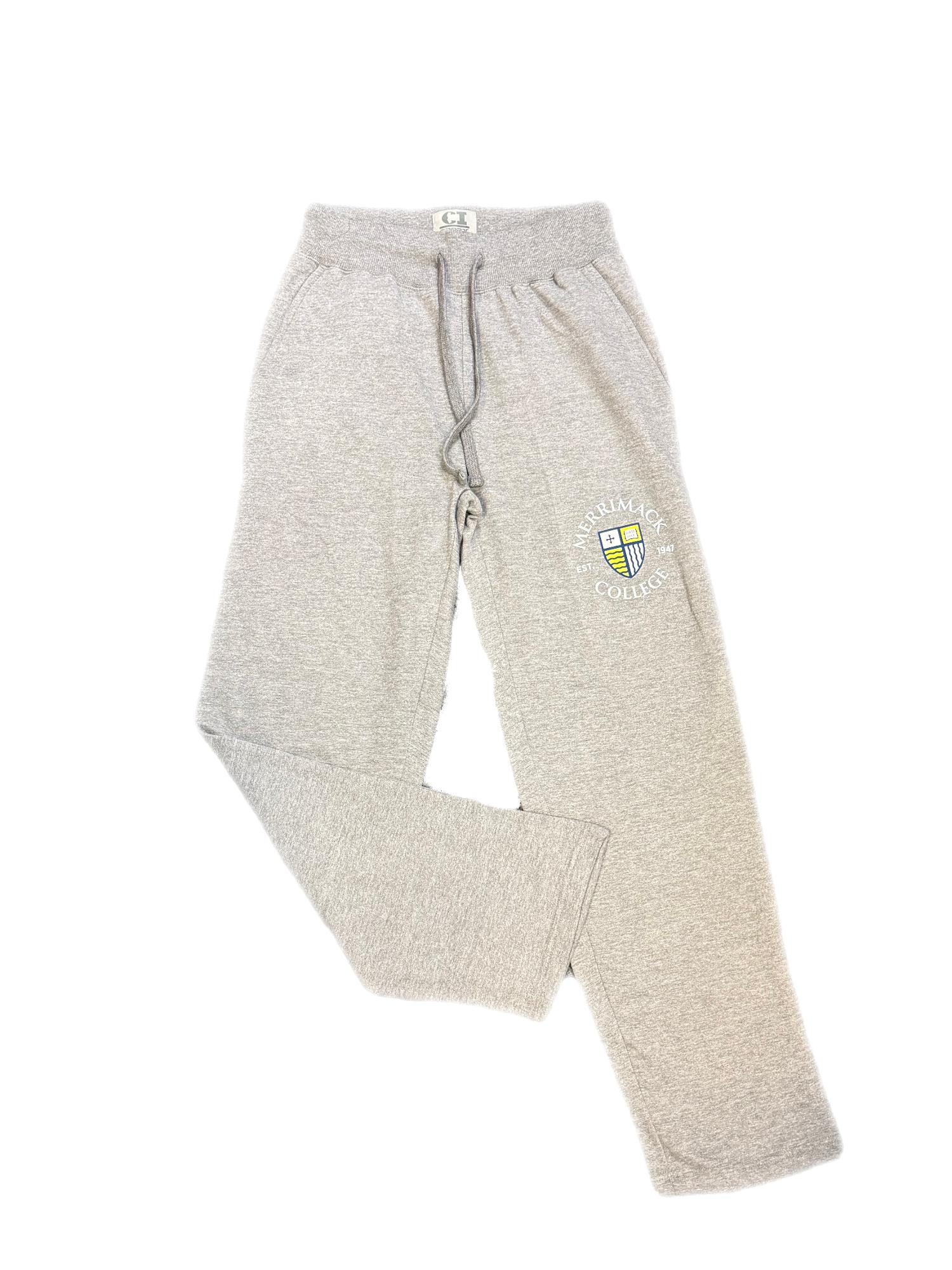 image of: Circle Shield Dark Heather Open Bottom Sweatpants