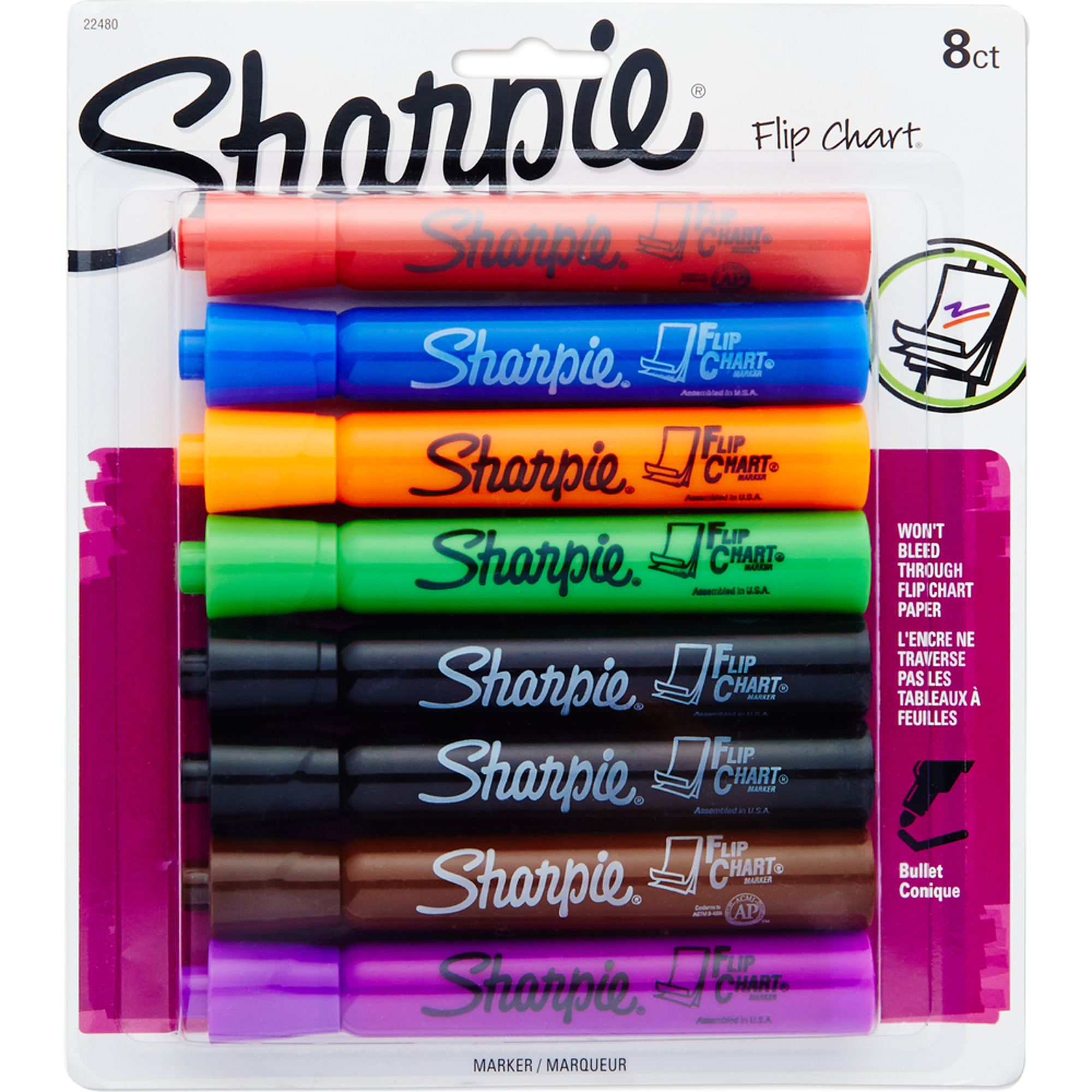 image of: Sharpie Flip Chart Permanent Markers, Assorted Colors, 8 Pack