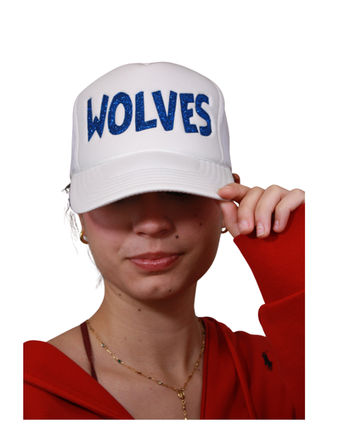 GLITTER EMROIDERED TRUCKER HAT; $28.00