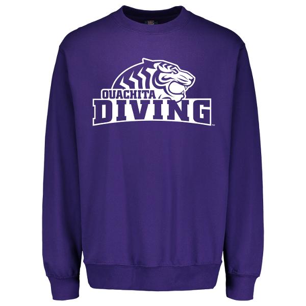 * FINAL SALE * Ouachita Baptist University Diving Fundamental Fleece Crew, Athletic Purple; $24.99