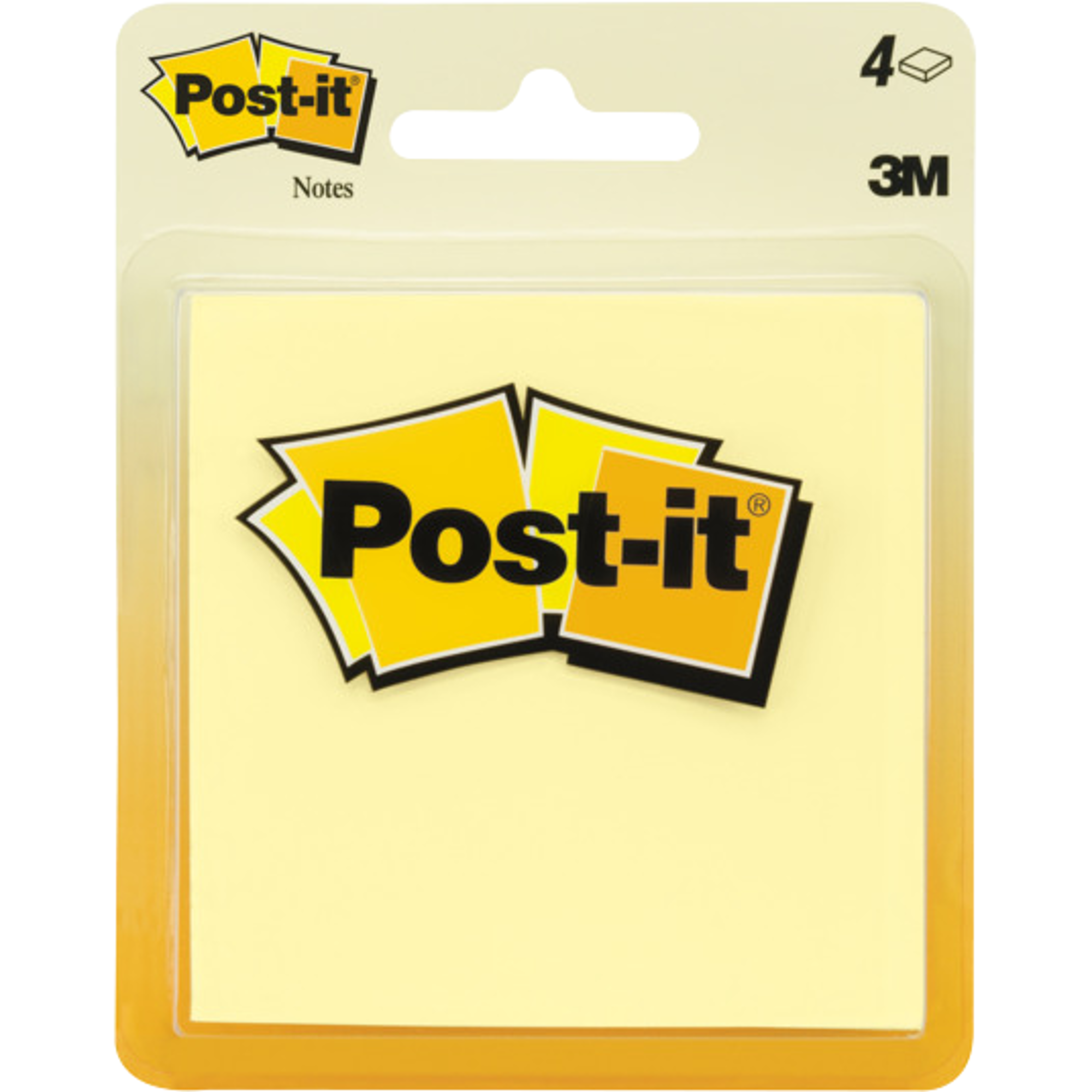 image of: Post-it Sticky Notes - Yellow 3x3in 4Pk BP 50Sht-Bonus Pad