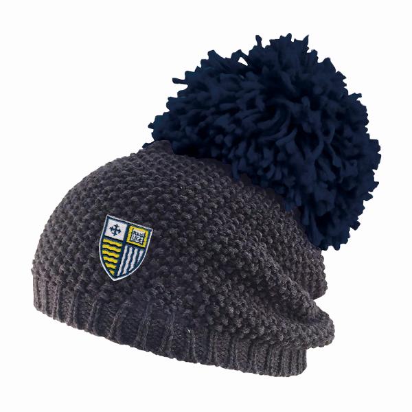 Charcoal Shield Beanie with Extra Large Pom; $26.99