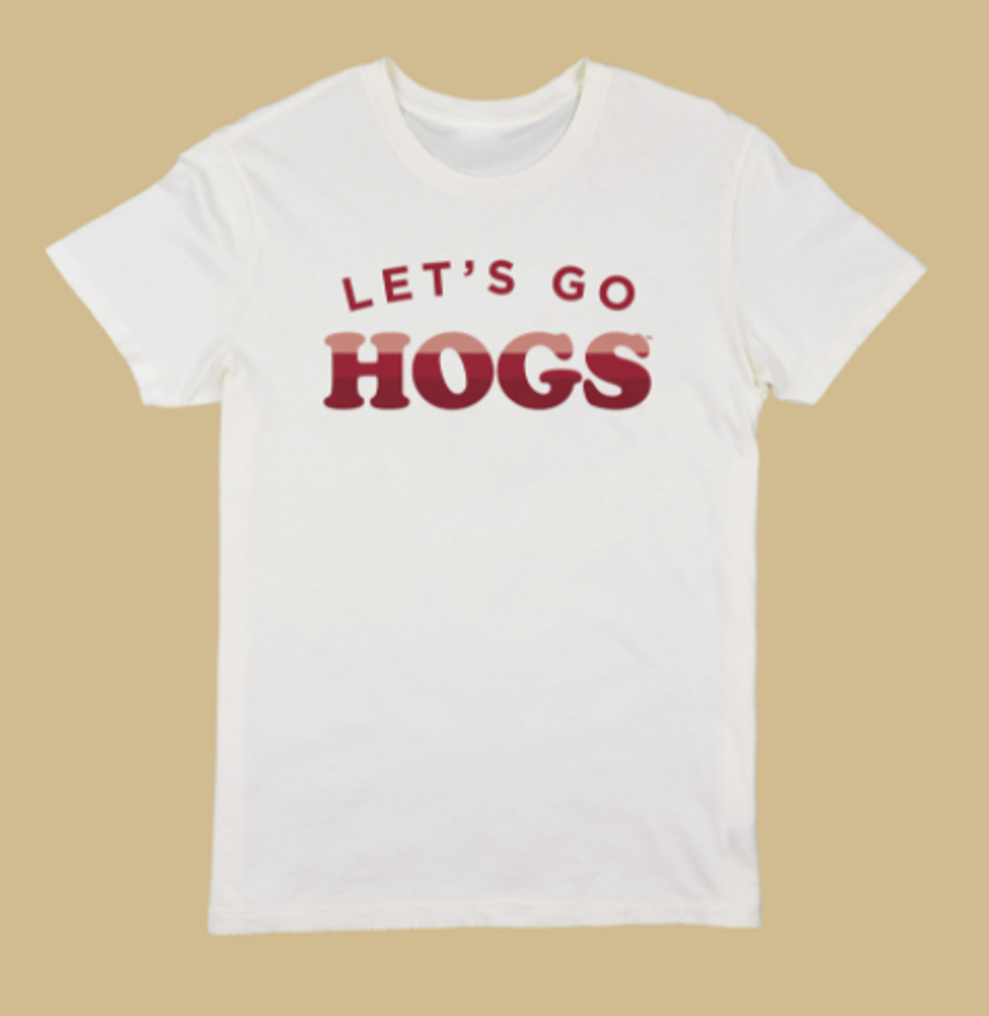 image of: Arkansas Razorbacks Let's Go Hogs Distressed Short Sleeve Tee- White