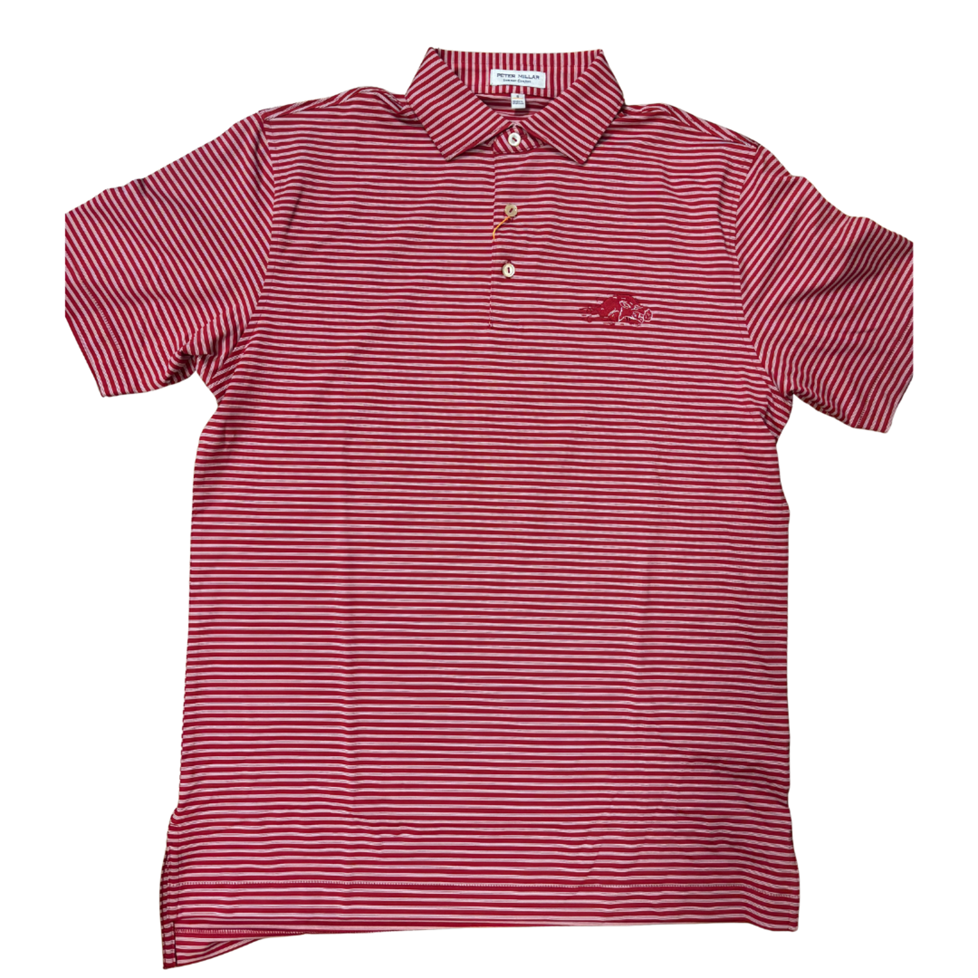 Product image 1 of 1 for Arkansas Razorbacks Peter Millar Tiebreaker Performance Jersey Stripe Polo